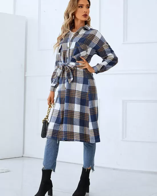 Casual Loose Plaited Lapel Collar Coat