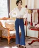 Vacation Loose High Waisted Solid Color Jean Pants Bottoms