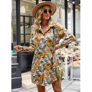 Vacation A-Line Floral V-Neck Dress