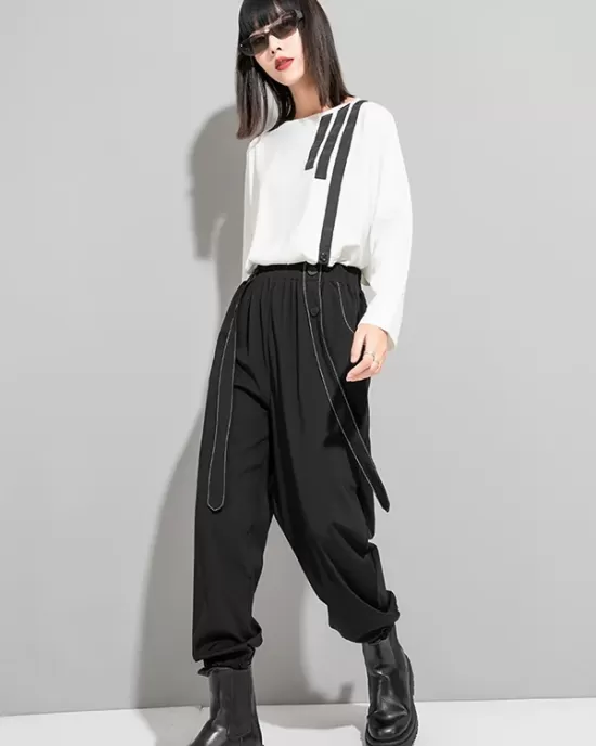 Urban High-Waisted Black Casual Pants Bottoms Harem Pants