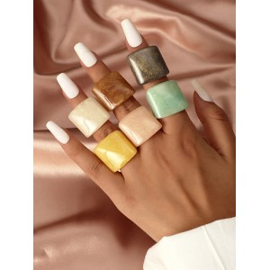 Original Vintage 6 Colors Acrylic Geometric Ring