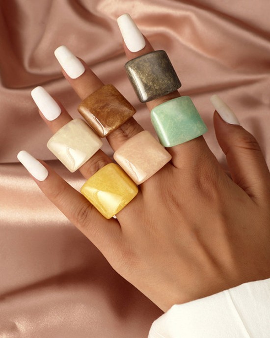 Original Vintage 6 Colors Acrylic Geometric Ring