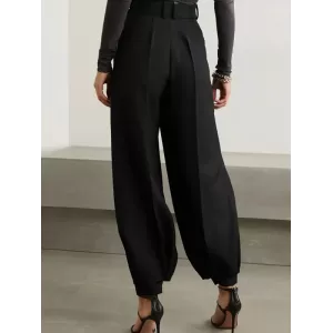 Simple High Waisted Black Casual Harem Pants Bottoms