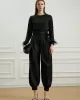 Simple High Waisted Black Casual Harem Pants Bottoms