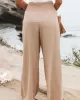 Simple Casual Solid Color Ramie Cotton Wide Legs Pants