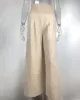 Simple Casual Solid Color Ramie Cotton Wide Legs Pants