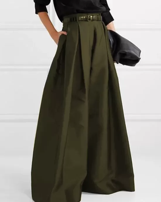 Stylish Loose High Waisted Solid Color Wide Leg Pants