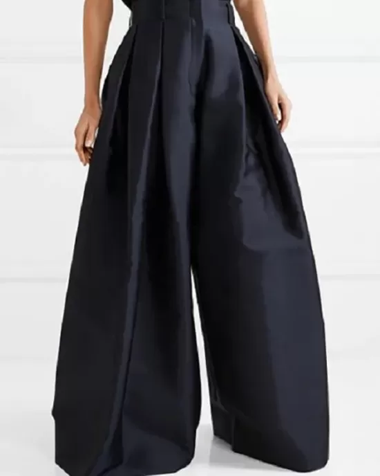 Stylish Loose High Waisted Solid Color Wide Leg Pants