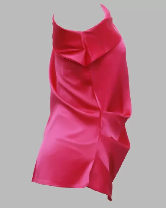 Urban Loose One-Shoulder Fuchsia Shirt Top