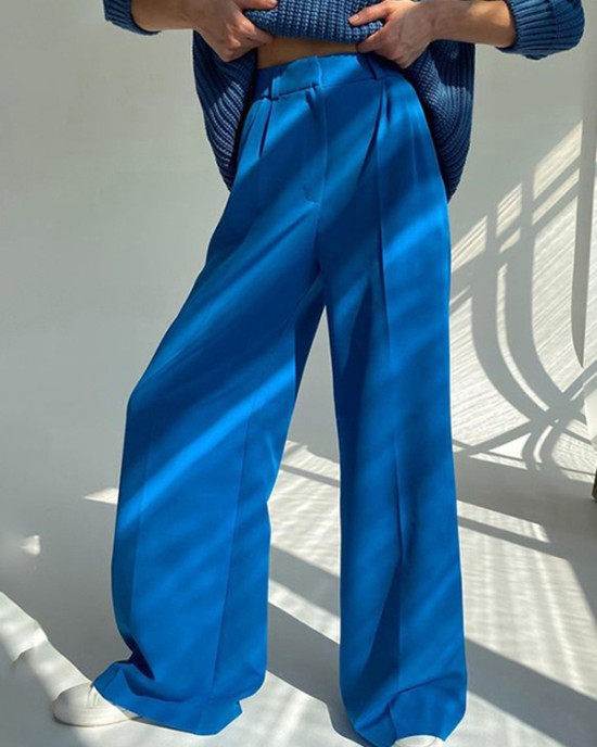 Casual Simple Solid Color Wide Legs Blazer Pants