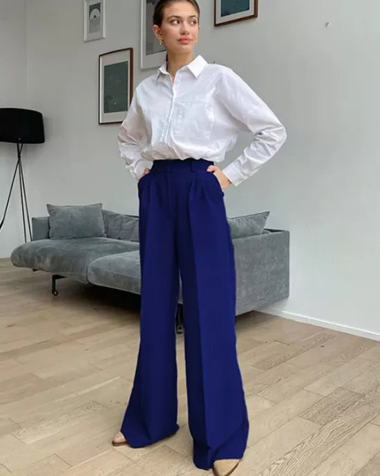 Casual Simple Solid Color Wide Legs Blazer Pants