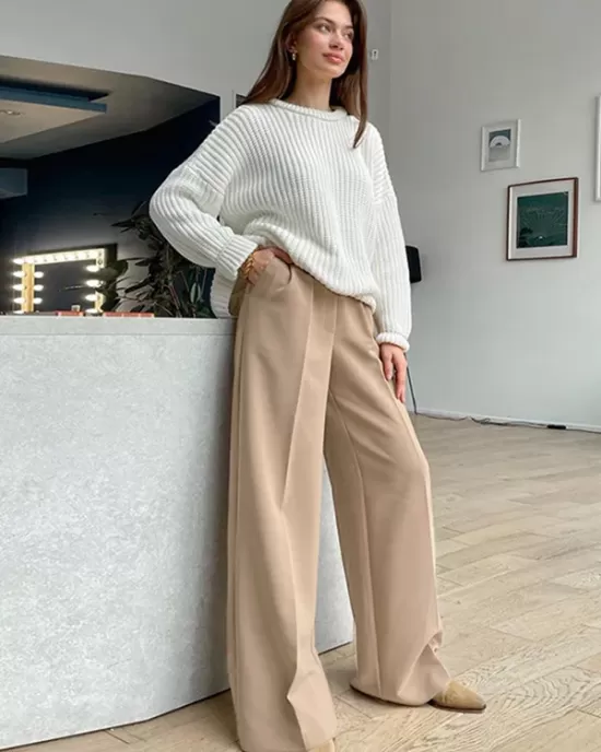 Casual Simple Solid Color Wide Legs Blazer Pants