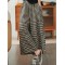 Artistic Retro Linen Loose Wide Legs Plaid Drawstring Pants