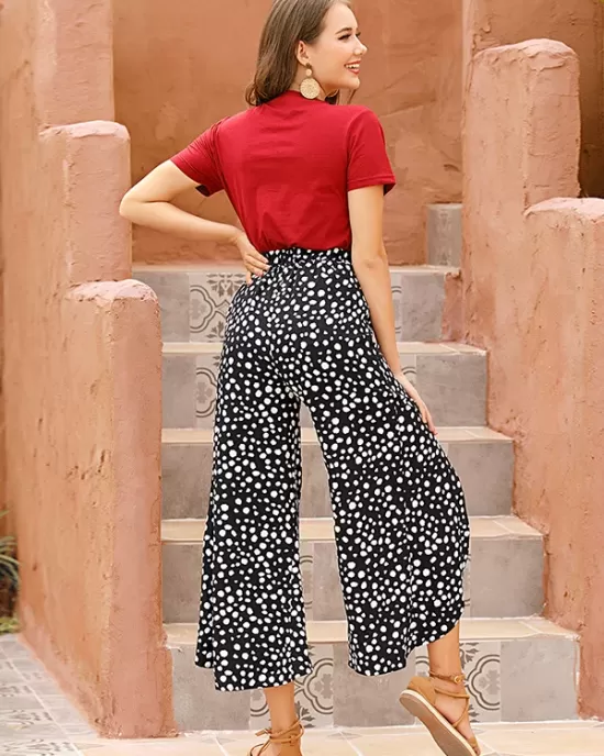 Original Split-Front Printed Wide Legs Pants