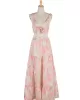 Sleeveless Open Back Skirt Slim Fit Pink Print Dress