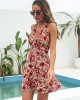 Women Sleeveless Floral Backless Bohemia Dress