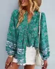 Long Sleeve Button Floral Blouse