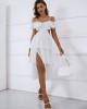 Vacation A-Line Solid Color Patchwork One-Shoulder Maxi Dress