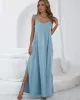 Vacation Sleeveless Solid Color U-Neck Dress