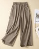 Simple Loose Wide Leg Elasticity Solid Color Casual Pants Bottoms