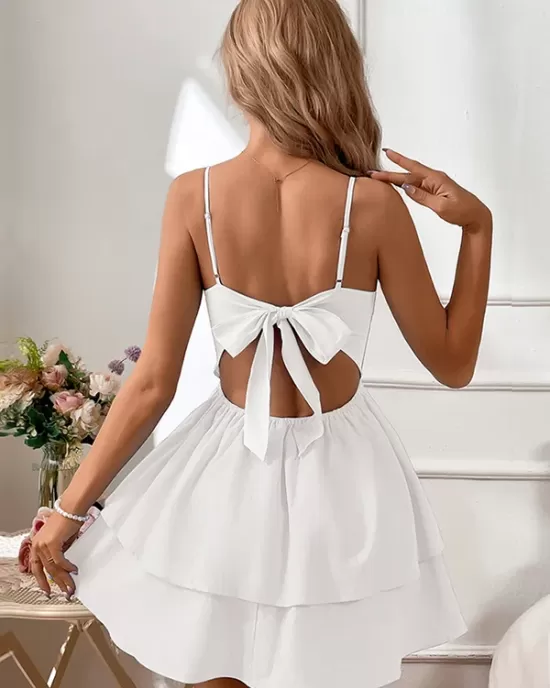 Vacation A-Line Bowknot  Mini Dress