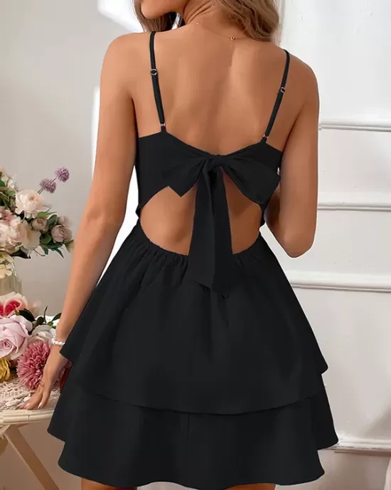 Vacation A-Line Bowknot  Mini Dress