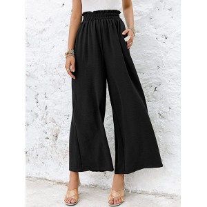 Simple Wide Leg Loose Elasticity Casual Pants Bottoms