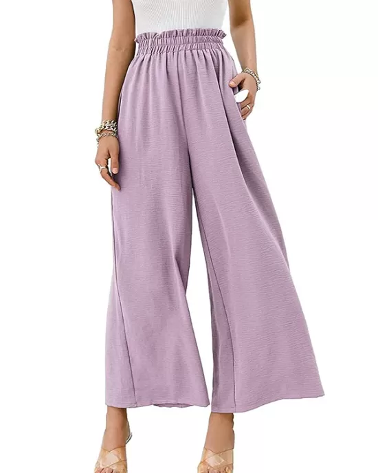 Simple Wide Leg Loose Elasticity Casual Pants Bottoms