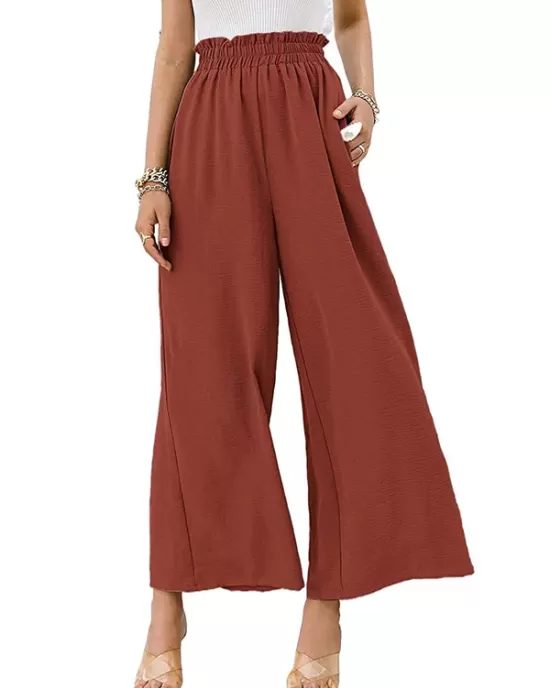 Simple Wide Leg Loose Elasticity Casual Pants Bottoms