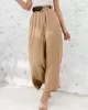 Simple Wide Leg Loose Elasticity Casual Pants Bottoms