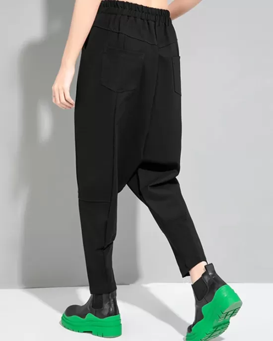 Simple Cool Loose Elasticity Solid Color Casual Harem Pants Bottoms