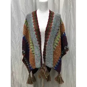 Casual Loose Patchwork Shawl&Cloak