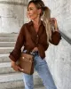 Trendy Long Sleeves Solid Color Lapel Collar Blouses