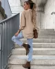 Trendy Long Sleeves Solid Color Lapel Collar Blouses