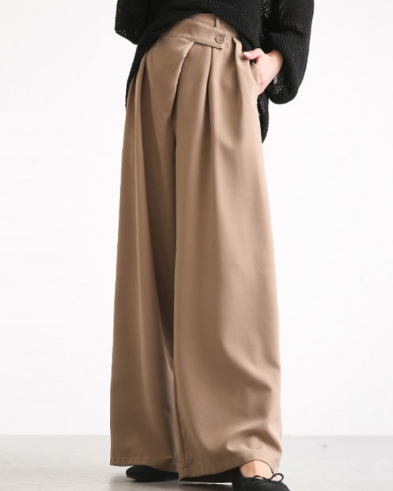 Casual Wide Leg Loose Solid Color Pants Bottoms