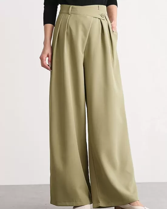 Casual Wide Leg Loose Solid Color Pants Bottoms