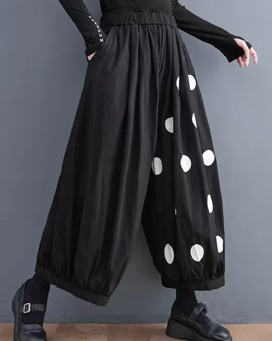 Original Creation Loose Wide Leg Polka-Dot Casual Pants Bottoms