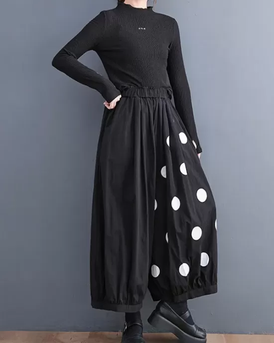 Original Creation Loose Wide Leg Polka-Dot Casual Pants Bottoms