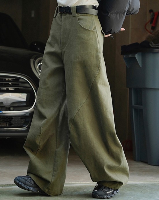 Simple Wide Leg Loose Solid Color Casual Pants Bottoms