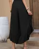 Casual Loose Irregularity Solid Color Wide Leg Pants Bottoms