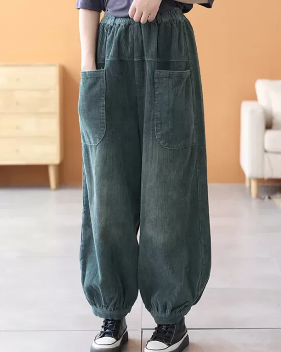 Loose Elasticity Solid Color Casual Flared Pants Bottoms