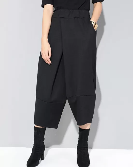 Cool Wide Leg Loose Solid Color Casual Three-Quarter Pants Bottoms