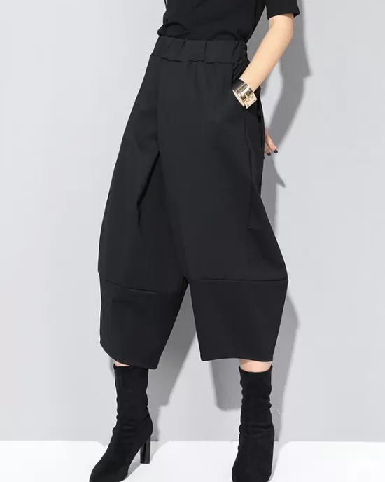 Cool Wide Leg Loose Solid Color Casual Three-Quarter Pants Bottoms