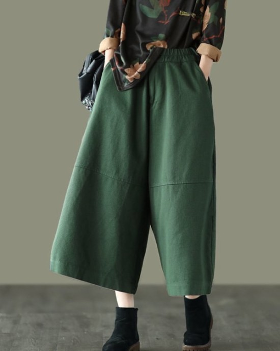 Simple Wide Leg Loose Solid Color Casual Pants Bottoms