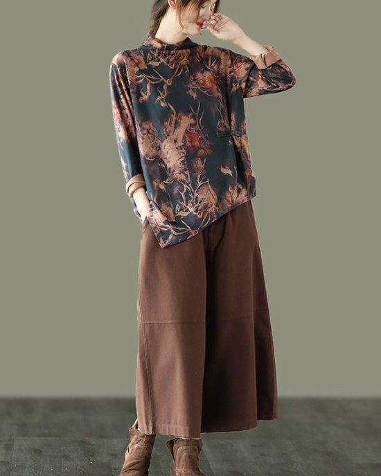 Simple Wide Leg Loose Solid Color Casual Pants Bottoms