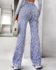 Casual High Waisted Wrap Animal Printed Pants Bottoms