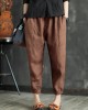 Loose Elastic Waist Ramie Cotton Pants