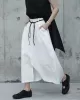 Loose White Linen Split-side Harem Pants