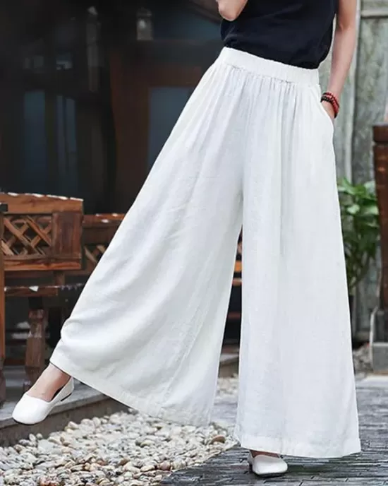 Loose Wide-leg Linen Pants