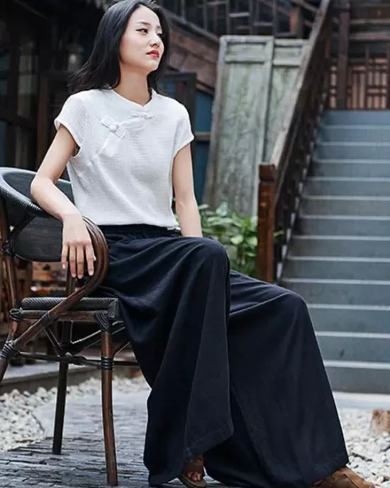 Loose Wide-leg Linen Pants